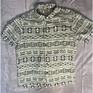 Quicksilver WATERMAN Collection Hawaiian Shirt Men's 2XL Green Floral Aloha